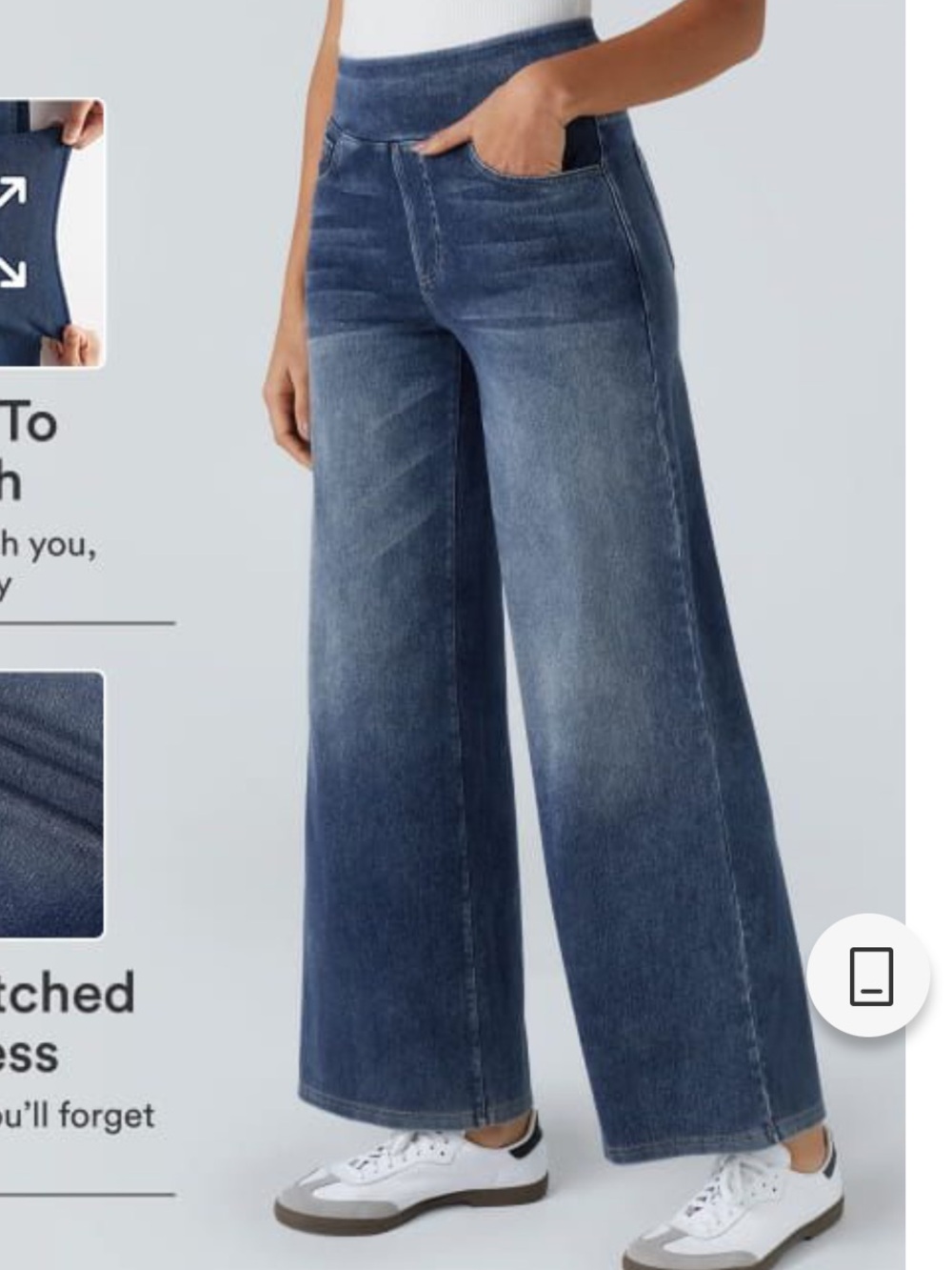 HALARA Wide-Leg Stretch Jeans - Indigo Blue